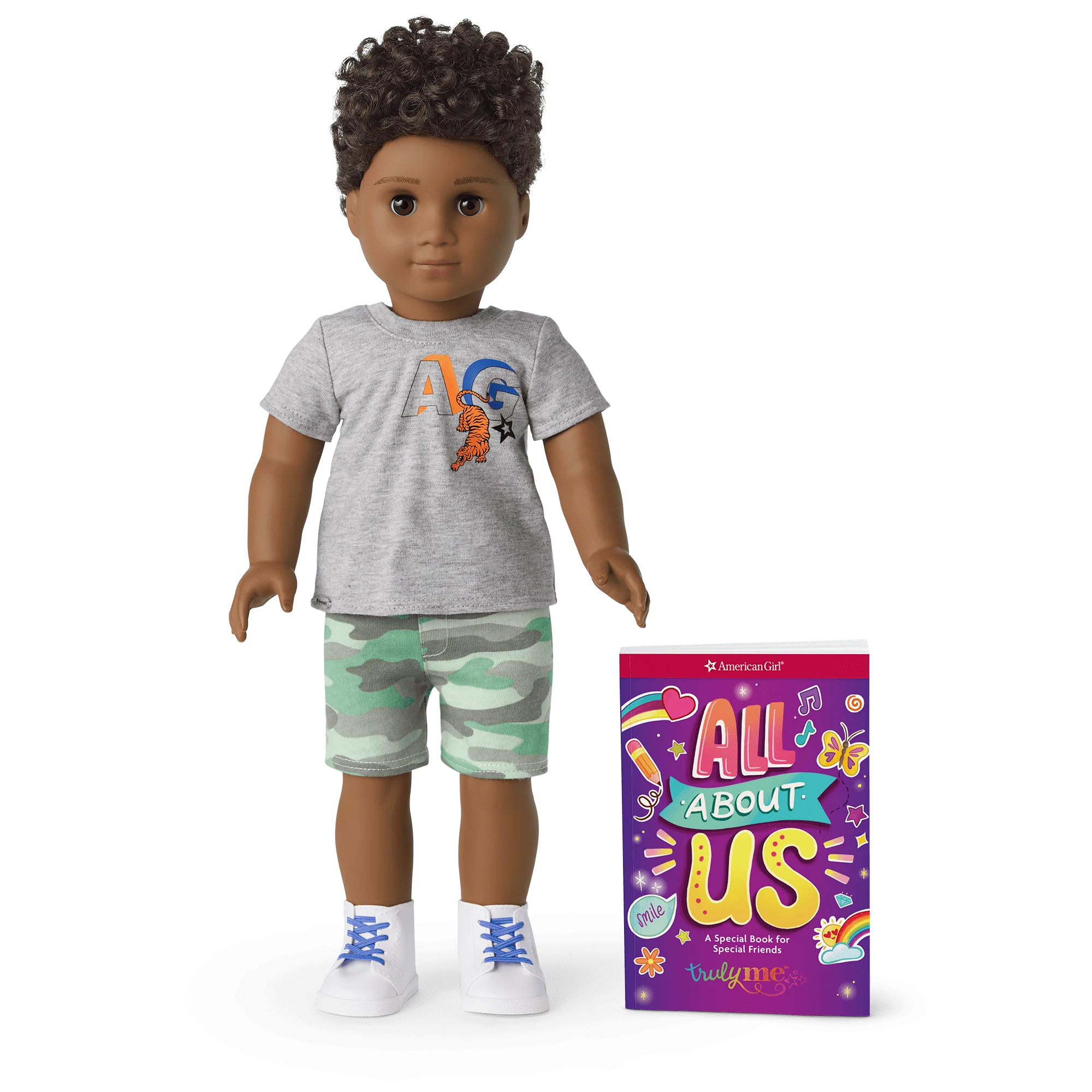 Truly Me™ 18-inch Doll #113 with curly dark-brown hair
